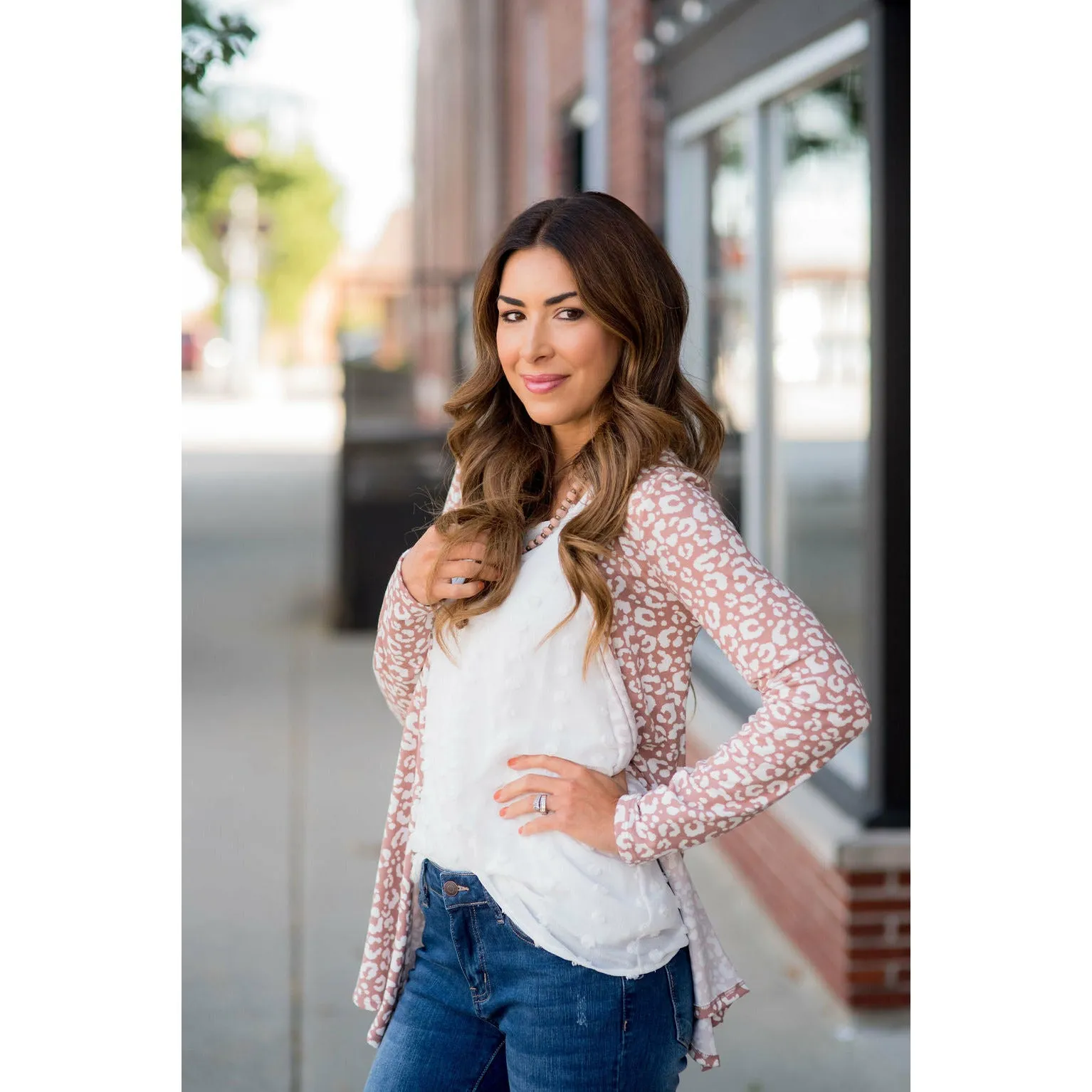 Short Lightweight Leopard Print Cardigan