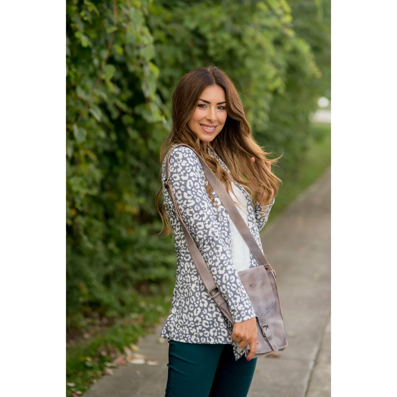 Short Lightweight Leopard Print Cardigan