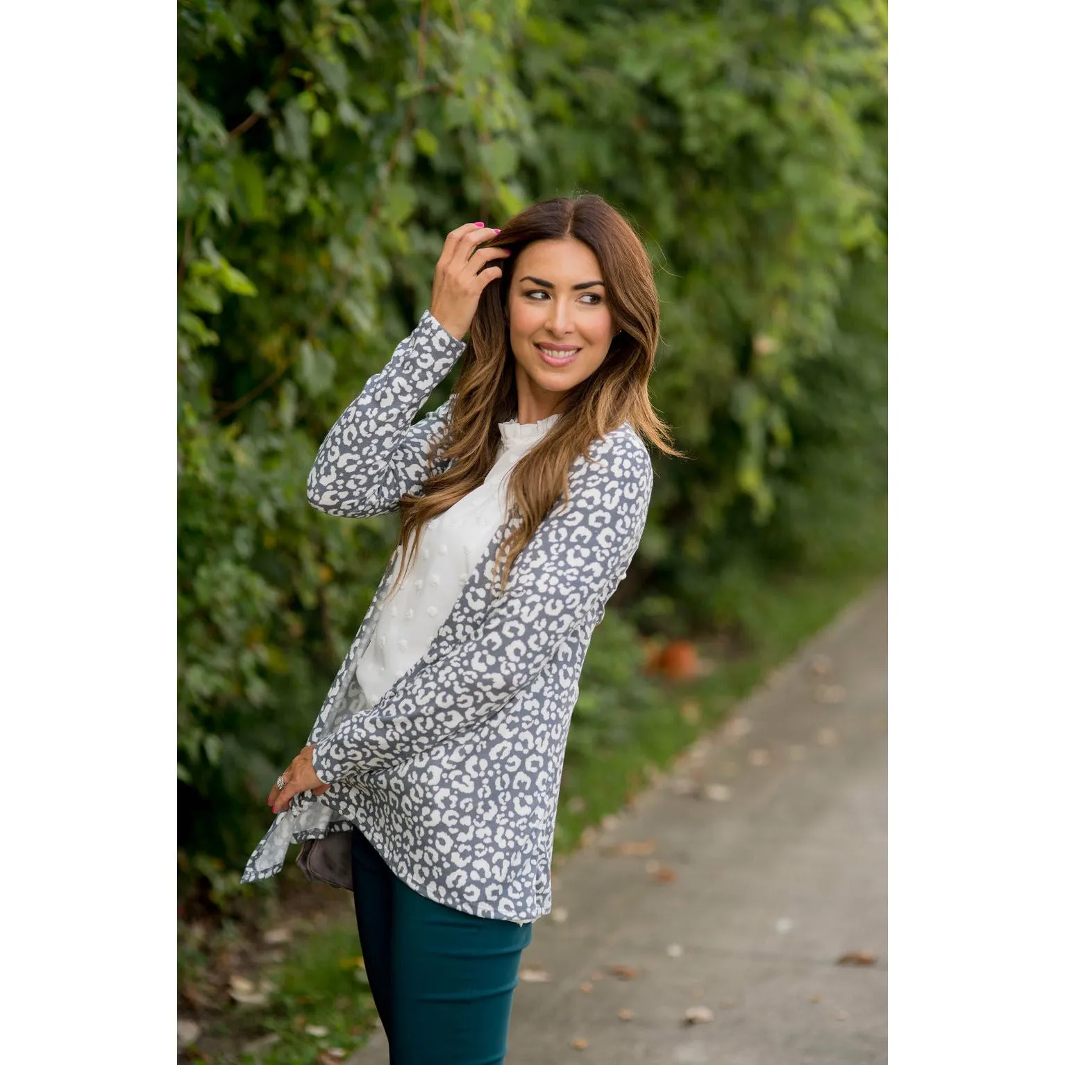 Short Lightweight Leopard Print Cardigan