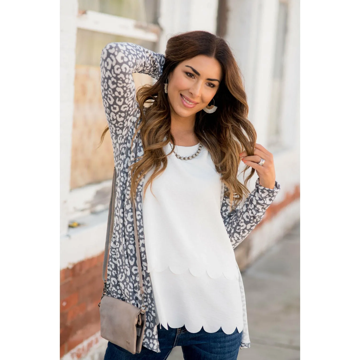 Short Lightweight Leopard Print Cardigan