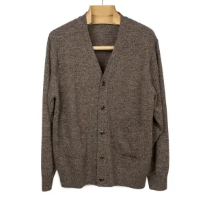 V-neck cardigan in brown melange pure cashmere