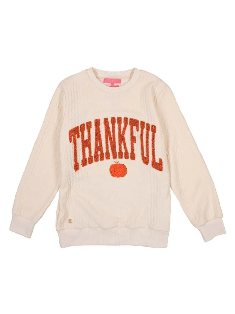 Youth 'Thankful' Braided Crew Pullover by Simply Southern